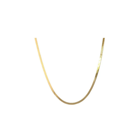 2mm Herringbone Necklace | Yellow Gold Plated 925 Sterling Silver - Picture 13 of 15